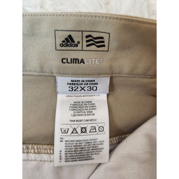 Adidas Clima Lite Mens Beige Solid Straight Leg Khaki Pants Size 32X30 - Picture 3 of 7